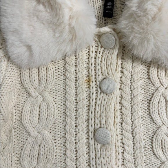 AQUA  White/Cream Faux Fur Collar Cardigan - 100% Exclusive | Bloomingdale's - Picture 6 of 9